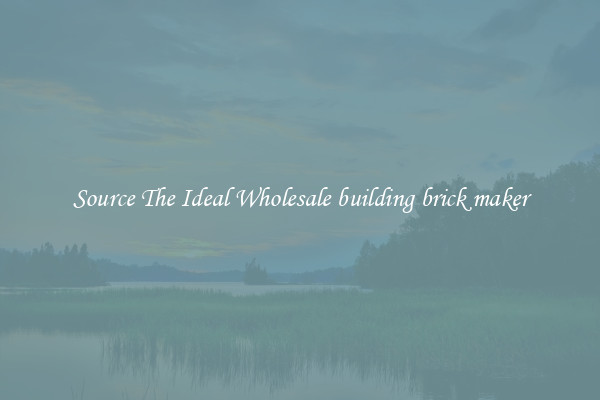 Source The Ideal Wholesale building brick maker